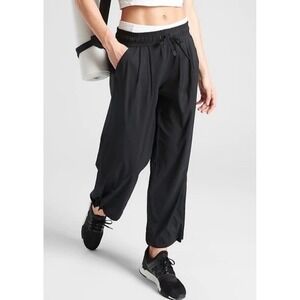 Athleta Revive Black Joggers Bungee Hem Drawstring Waist Pants Size 6 446636